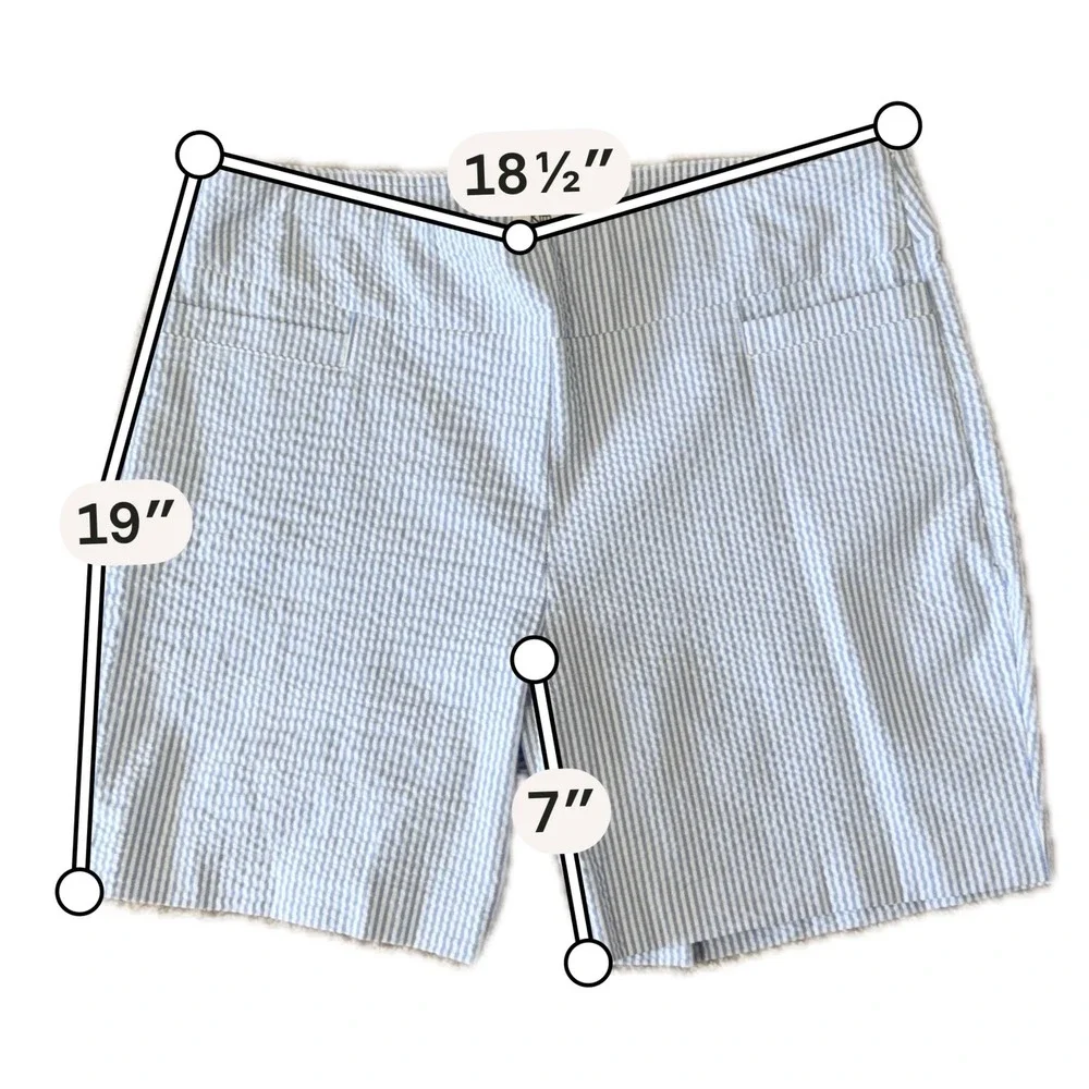Kim Rogers Womens Blue White‎ Seersucker Striped Side Zip Shorts Size 12 Preppy